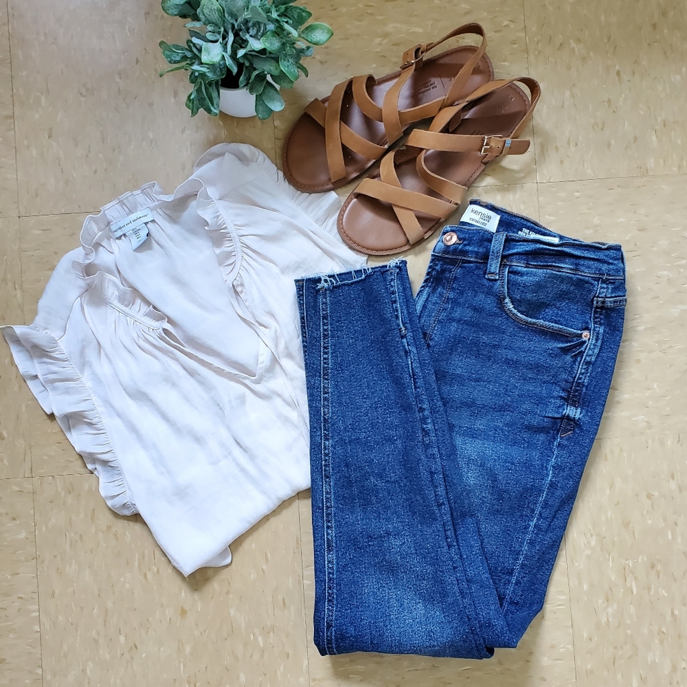 Kensie Raw Hem High Rise Skinny Jeans